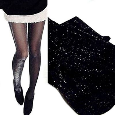 Japanese Pantyhose Women's Fashion Tights Black and Silver Miss